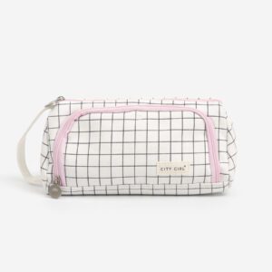 CARTUCHERA DE CUADROS CON BOLSILLO