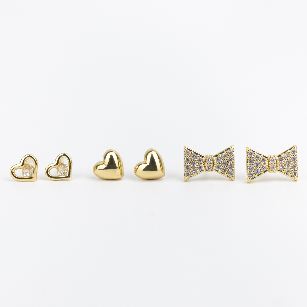 KIT DE AROS ACERO DORADOS CITY GIRL