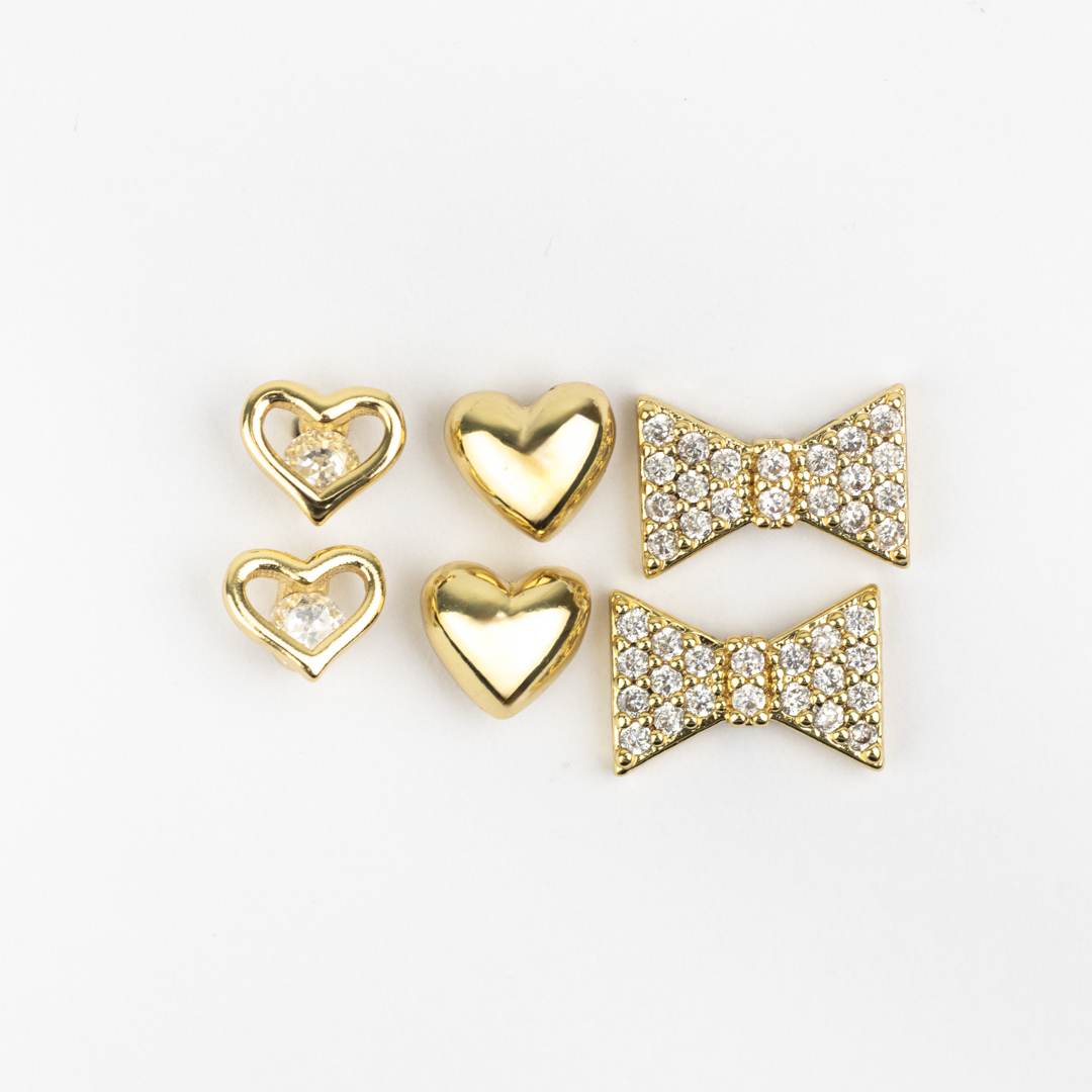 KIT DE AROS ACERO DORADOS CITY GIRL - Imagen 2