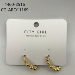 AROS ACERO CON BAÑO DE ORO CITY GIRL