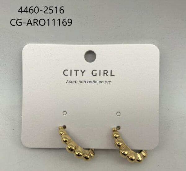 AROS ACERO CON BAÑO DE ORO CITY GIRL