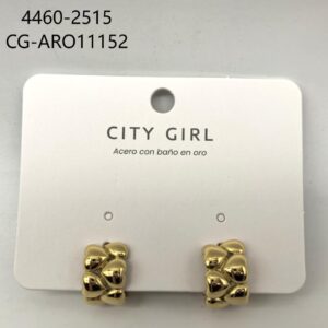 AROS ACERO CON BAÑO DE ORO CITY GIRL
