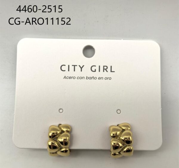AROS ACERO CON BAÑO DE ORO CITY GIRL