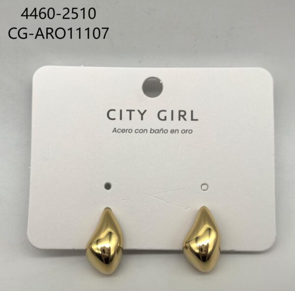 AROS ACERO CON BAÑO DE ORO CITY GIRL