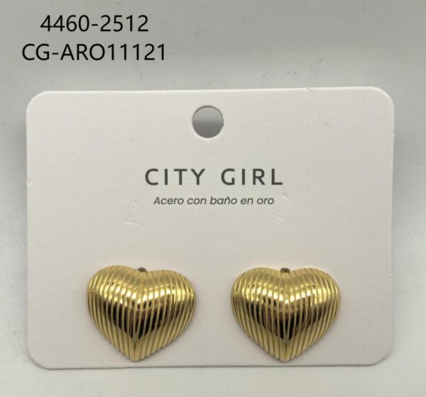 AROS ACERO CON BAÑO DE ORO CITY GIRL