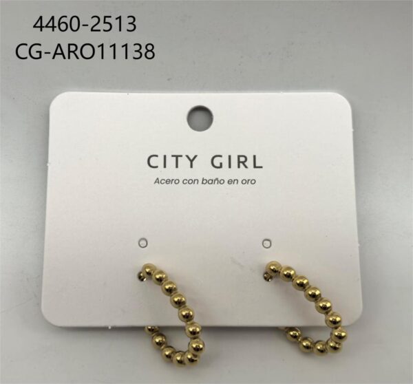 AROS ACERO CON BAÑO DE ORO CITY GIRL