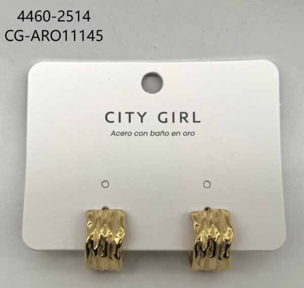 AROS ACERO CON BAÑO DE ORO CITY GIRL
