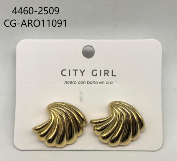 AROS ACERO CON BAÑO DE ORO CITY GIRL