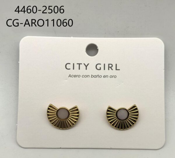 AROS ACERO CON BAÑO DE ORO CITY GIRL