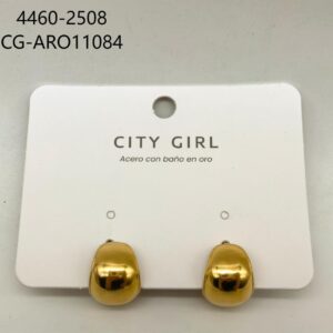 AROS ACERO CON BAÑO DE ORO CITY GIRL