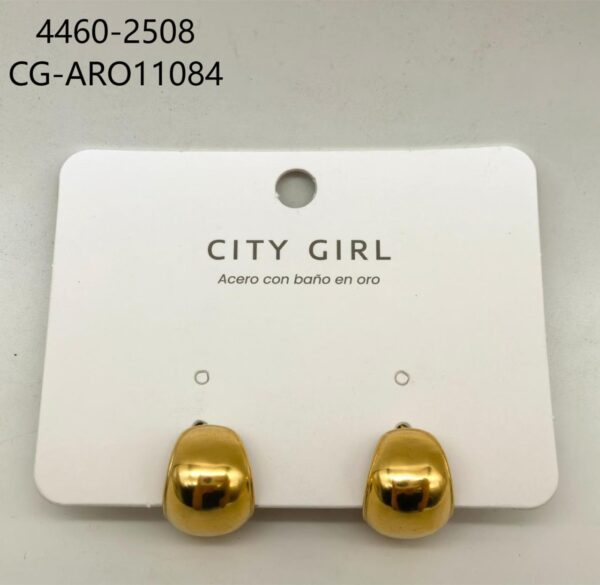 AROS ACERO CON BAÑO DE ORO CITY GIRL