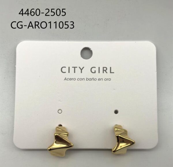 AROS ACERO CON BAÑO DE ORO CITY GIRL