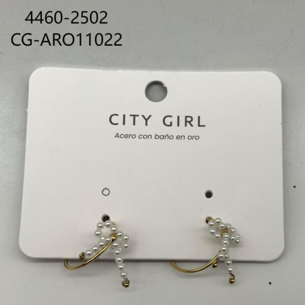 AROS ACERO CON BAÑO DE ORO CITY GIRL