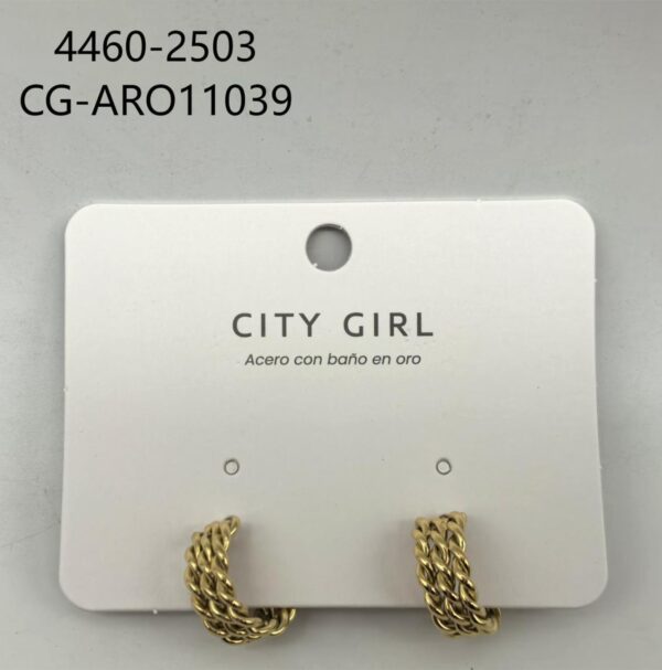 AROS ACERO CON BAÑO DE ORO CITY GIRL