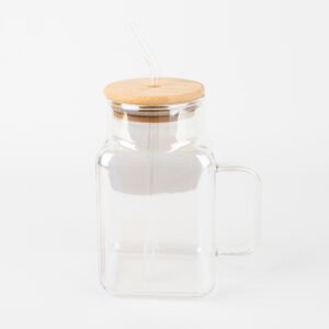 VASO DE VIDRIO CON TAPA Y SORBETE CITY GIRL - 620ML