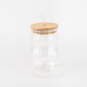 VASO DE VIDRIO CON TAPA Y SORBETE CITY GIRL - 450ML