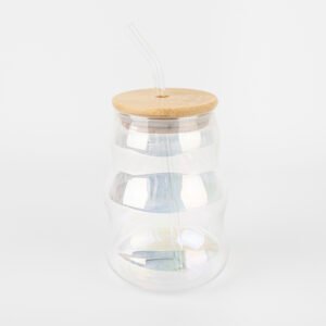 VASO DE VIDRIO TORNASOL CON TAPA Y SORBETE CITY GIRL - 450ML
