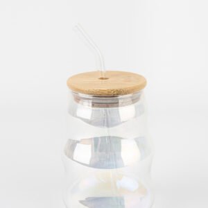 Alternative view of VASO DE VIDRIO TORNASOL CON TAPA Y SORBETE CITY GIRL - 450ML
