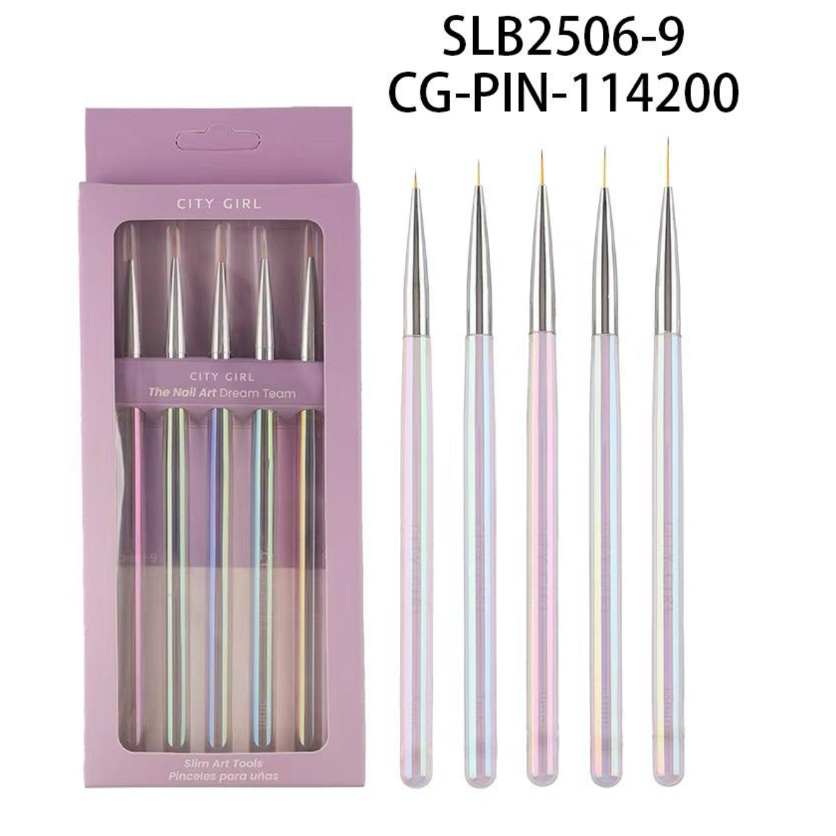SET DE PINCELES NAIL ART CITY GIRL - 5PCS