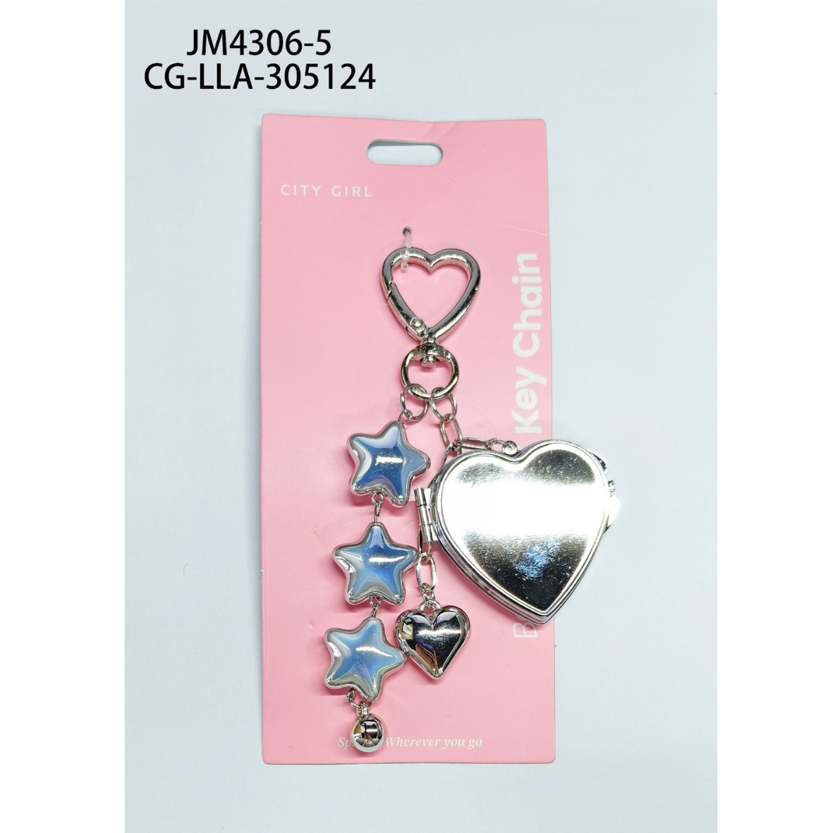 LLAVERO CHARM CORAZÓN Y ESTRELLAS CITY GIRL