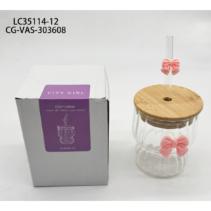 VASO DE VIDRIO CON MOÑO CITY GIRL - 260ML