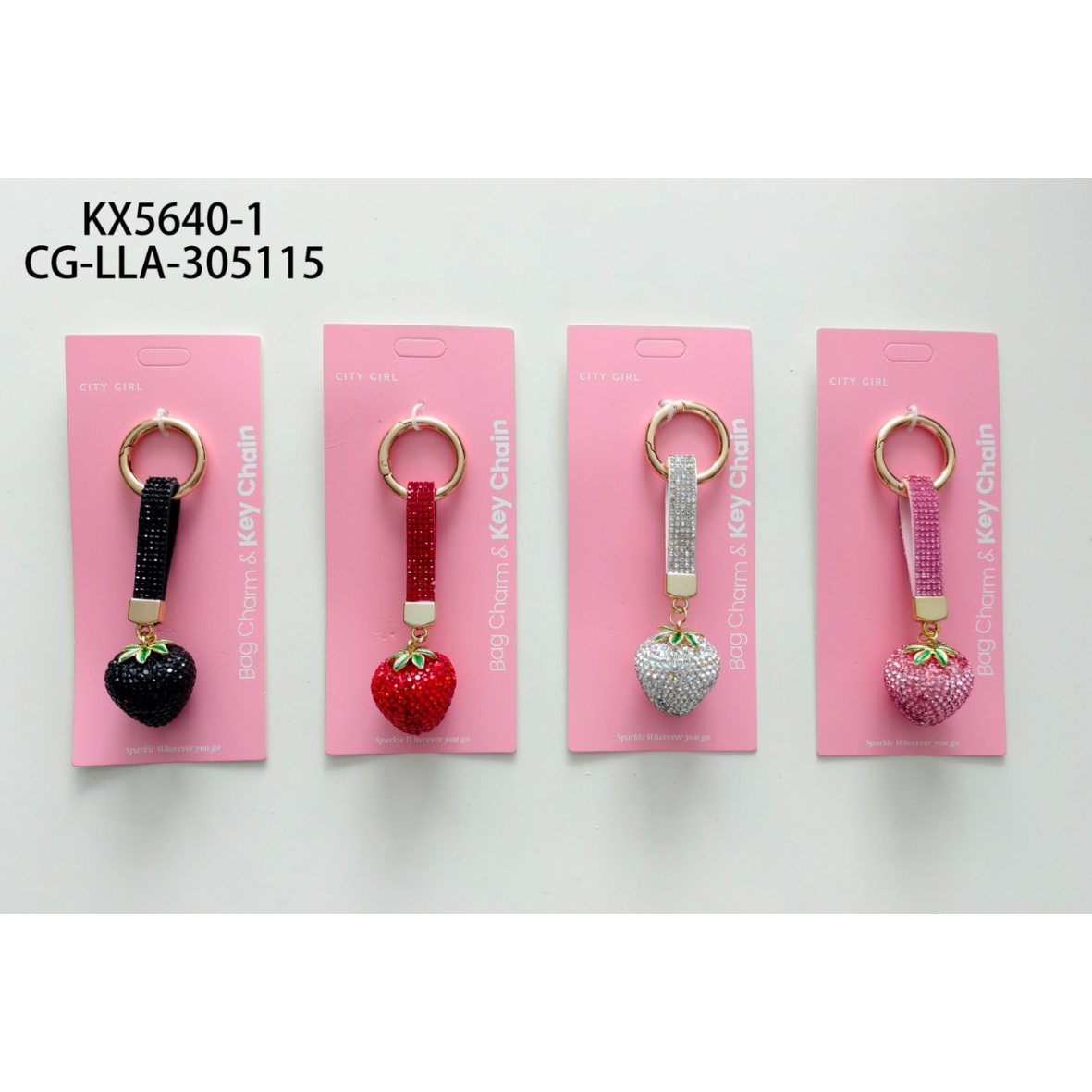 LLAVERO CON STRASS FRUTILLAS CITY GIRL