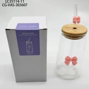 VASO DE VIDRIO CON MOÑO CITY GIRL - 450ML