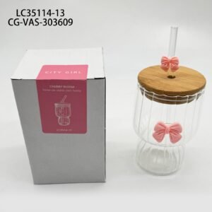 VASO DE VIDRIO CON MOÑO CITY GIRL - 400ML