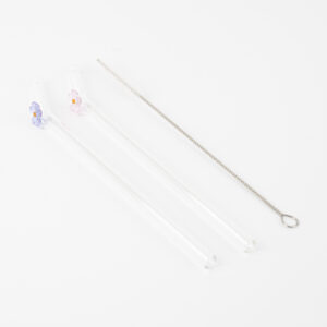 SET DE SORBETES DE VIDRIO REUTILIZABLES C/ CEPILLO - 3PCS