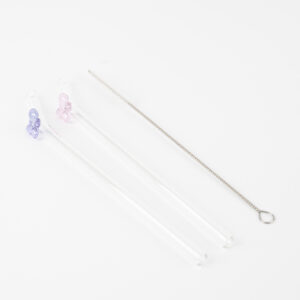 SET DE SORBETES DE VIDRIO REUTILIZABLES C/ CEPILLO - 3PCS